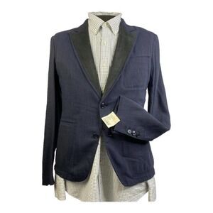 NWT Viktor & Rolf Monsieur Blue w/ Black Lapel Ramie Viscose Sport Coat Mens 38R